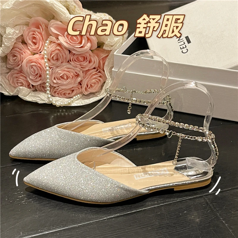 Temperamental French Pointed Rhinestone Chain Back Hollow Toe Women Sandals Fairy Style Bling Wedding Shoes Chaussure Femme
Temperamental French Pointed Rhinestone Chain Back Hollow Toe Women Sandals Fairy Style Bling Wedding Shoes Chaussure Femme