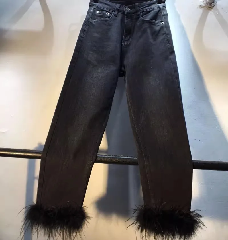 Новинка осени 2023, облегающие джинсы с натуральным мехом и завышенной талией, женские брюки
Новинка осени 2023, облегающие джинсы с натуральным мехом и завышенной талией, женские брюки