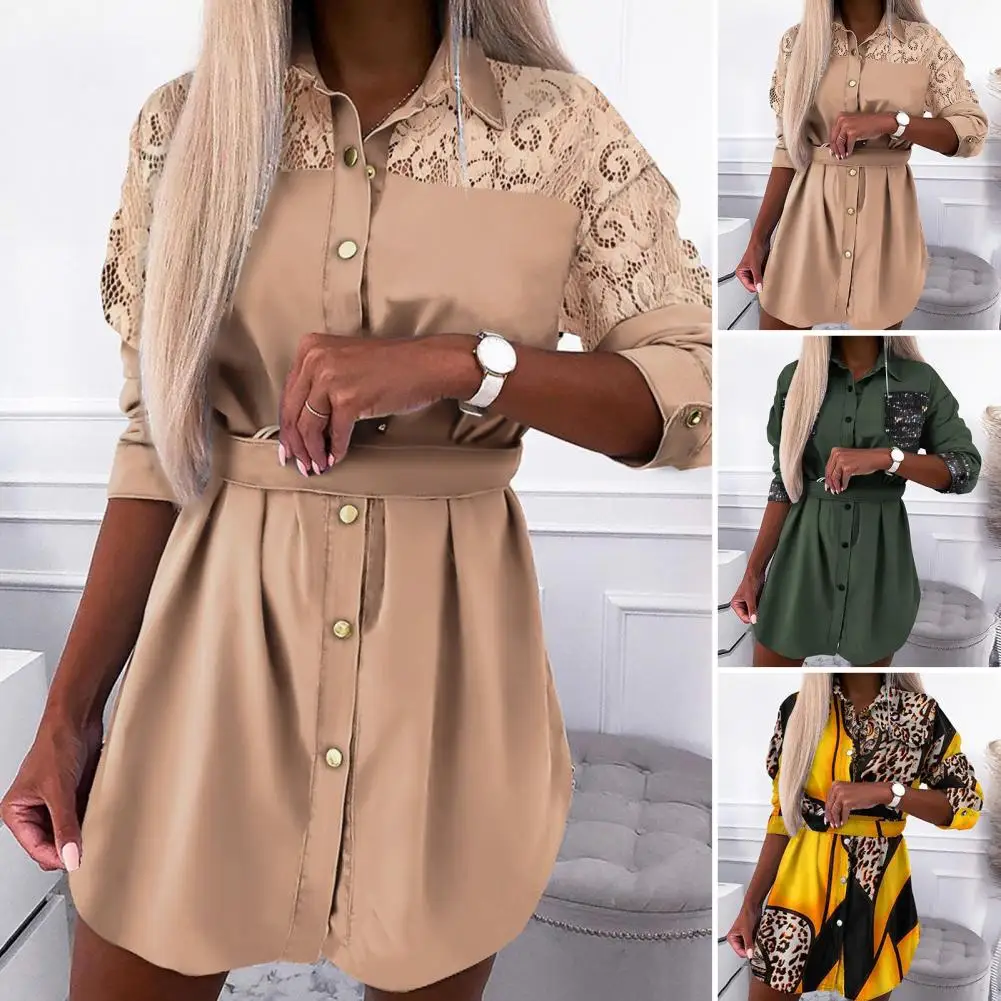 Chic Simple Dress Long Sleeve Breathable Embroidery Hollow Lace Stitching Party Shirt Dress Shirt Dress Casual Dress
Chic Simple Dress Long Sleeve Breathable Embroidery Hollow Lace Stitching Party Shirt Dress Shirt Dress Casual Dress