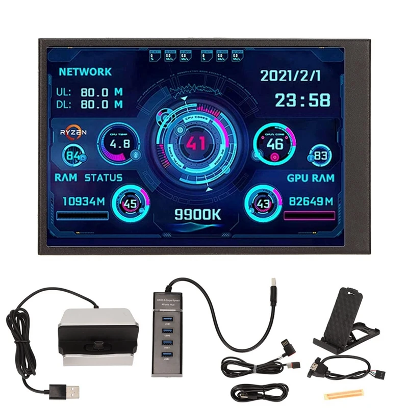 Новый 3,5 дюймовый IPS USB мини-экран, AIDA64 компьютерный процессор ОЗУ HDD монитор данных компьютер дисплей температуры для компьютера шасси
Новый 3,5 дюймовый IPS USB мини-экран, AIDA64 компьютерный процессор ОЗУ HDD монитор данных компьютер дисплей температуры для компьютера шасси