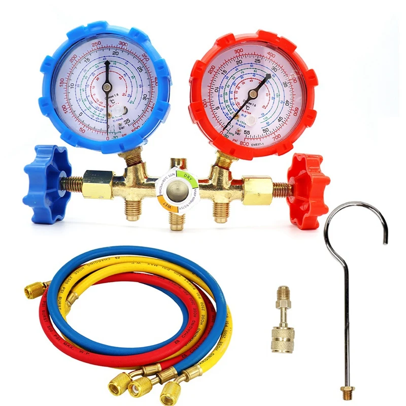 R410A 3 Way AC Diagnostic Manifold Gauge Set for Freon Charging Fits R-404A R-134A Refrigeration Manifold Gauge Air
R410A 3 Way AC Diagnostic Manifold Gauge Set for Freon Charging Fits R-404A R-134A Refrigeration Manifold Gauge Air