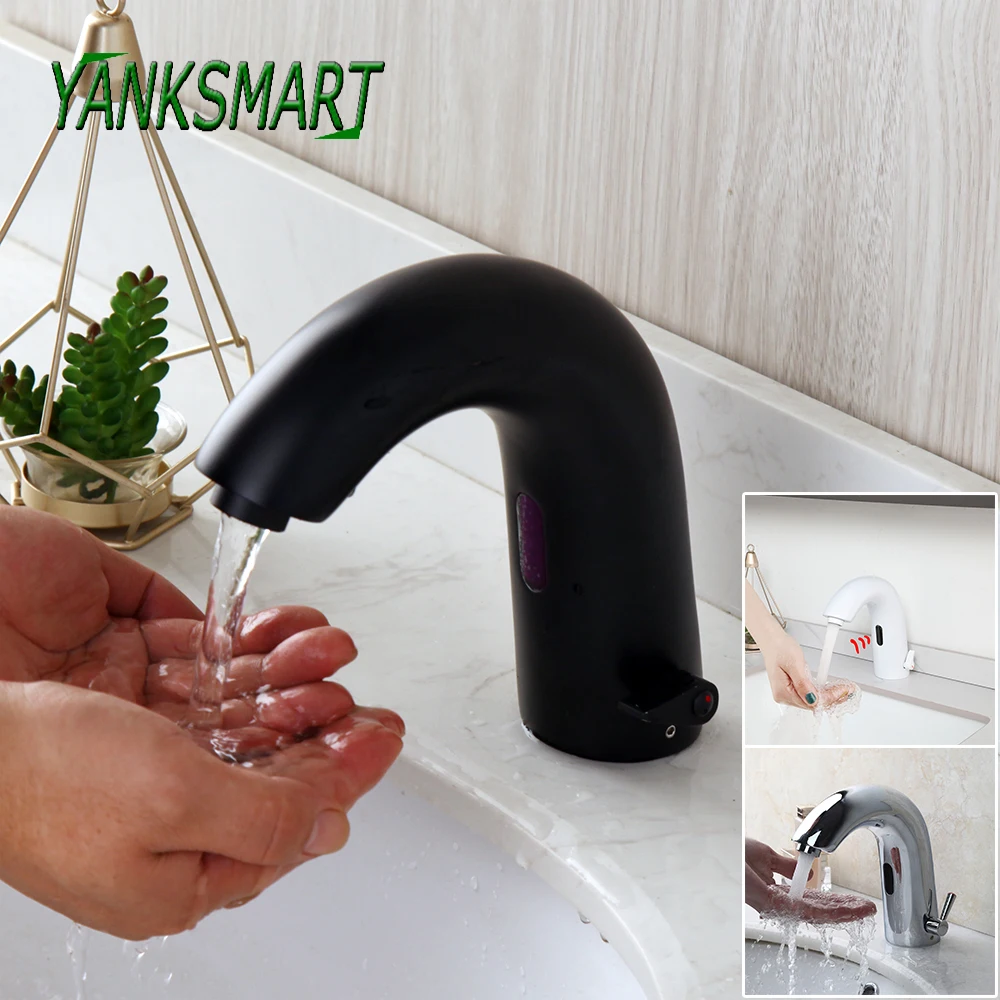 

YANKSMART Smart Sensor Bathroom Faucet Automatic Sensor Basin Sink Faucets Washbasin Deck Mounted Mixer Water Tap Touchless Taps