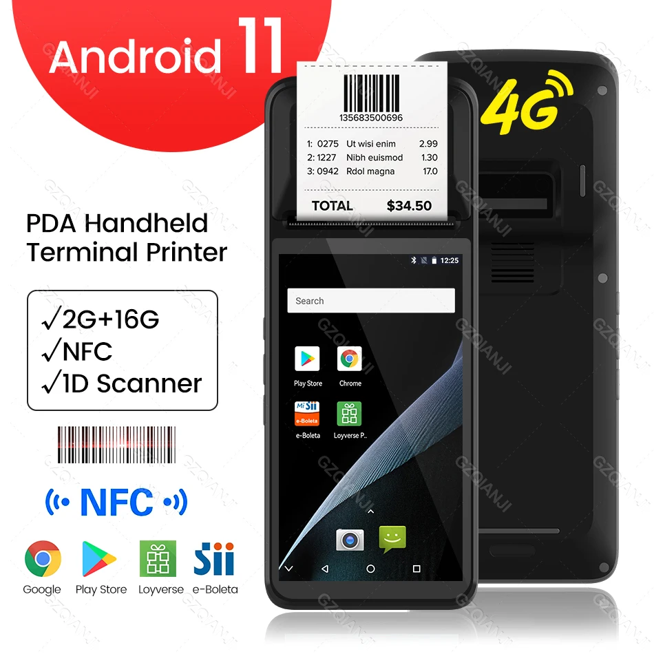 Android11 Handheld POS PDA Terminal WIFI 4G NFC With Bluetooth 2+16GB Mobile Touch POS 58mm Printer Support Google Play Loyverse
Android11 Handheld POS PDA Terminal WIFI 4G NFC With Bluetooth 2+16GB Mobile Touch POS 58mm Printer Support Google Play Loyverse