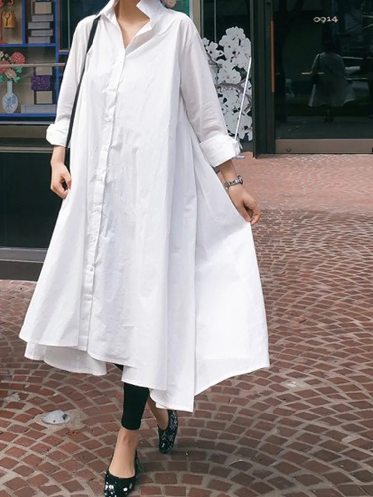 Lapel Long Sleeved Single Breasted Solid Loose Fashion Irregular Casual Shirt Dress 2022 Spring Female New Fashion 16T409
Lapel Long Sleeved Single Breasted Solid Loose Fashion Irregular Casual Shirt Dress 2022 Spring Female New Fashion 16T409