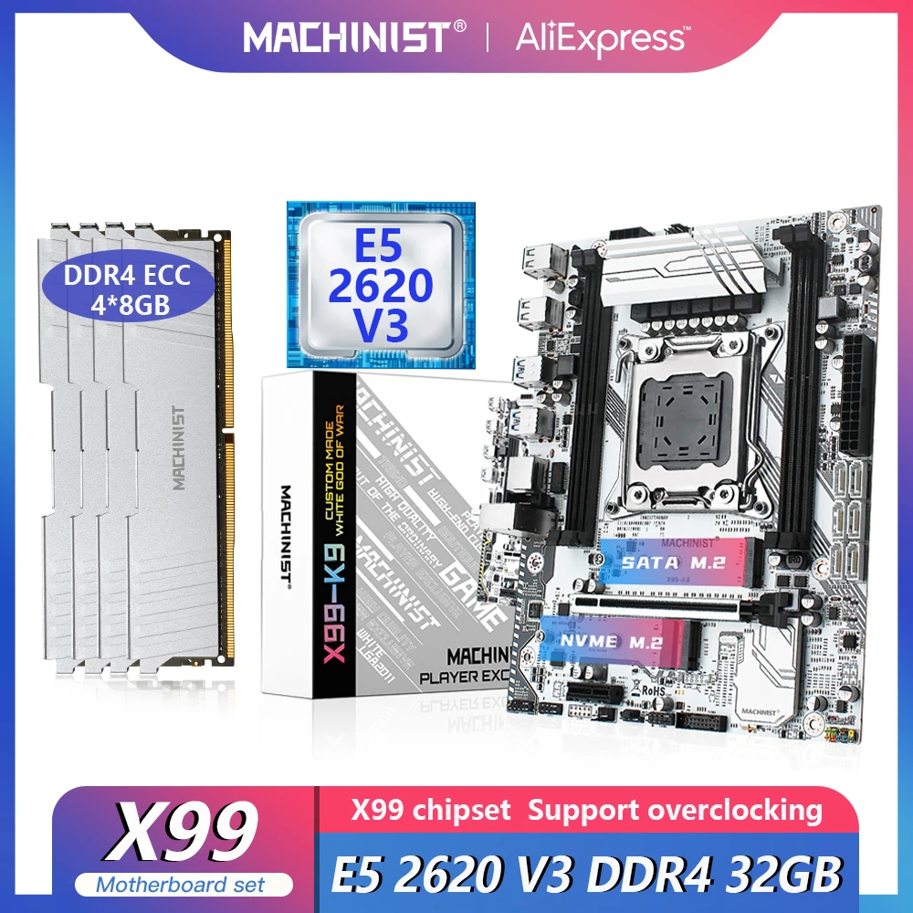 MACHINIST X99 комплект материнской платы с процессором Xeon E5 2620 V3 LGA 2011-3 32G(4*8) DDR4 ECC RAM Memory M.2 NVME M ATX K9
MACHINIST X99 комплект материнской платы с процессором Xeon E5 2620 V3 LGA 2011-3 32G(4*8) DDR4 ECC RAM Memory M.2 NVME M ATX K9