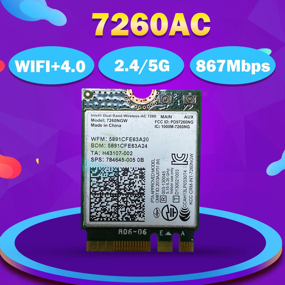 Двухдиапазонный Беспроводной постоянного/переменного 7260NGWAC 7260ACNGW 7260NGW 7260AC NGFF беспроводной Bluetooth карты SPS:710663-001 для ноутбука hp ноутбук 867 Мбит...
Двухдиапазонный Беспроводной постоянного/переменного 7260NGWAC 7260ACNGW 7260NGW 7260AC NGFF беспроводной Bluetooth карты SPS:710663-001 для ноутбука hp ноутбук 867 Мбит...