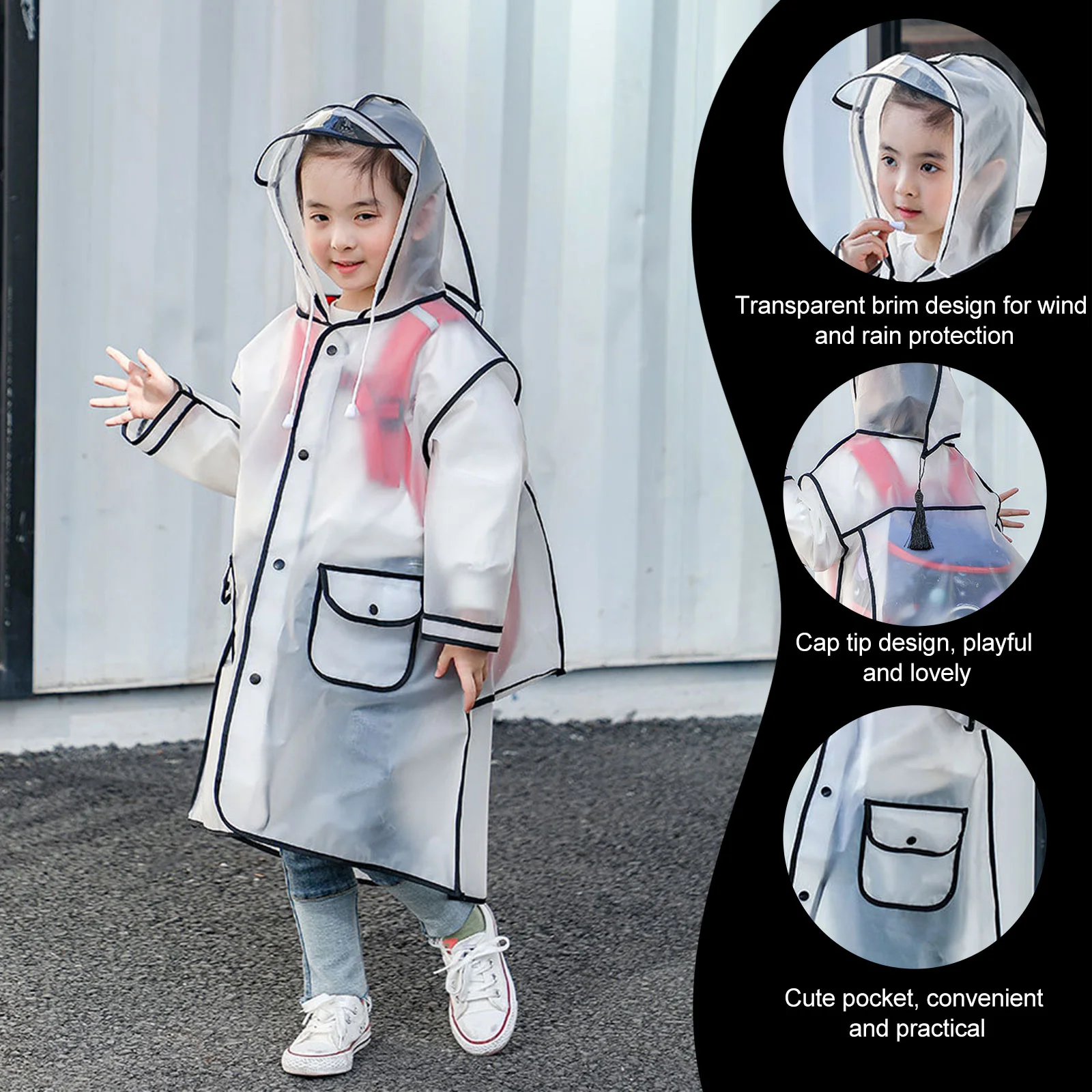 Portable Rain Suit Coat Kids Transparent One-Piece Raincoat Clear Poncho Waterproof
Portable Rain Suit Coat Kids Transparent One-Piece Raincoat Clear Poncho Waterproof