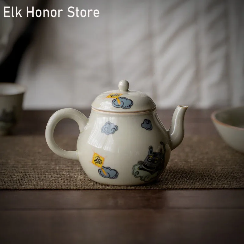 170ml Honey Glaze Ceramic Teapot Creative Zodiac Like A Tiger Adding Wings Art Single Pot With Filter Household Tea Maker Tools
170ml Honey Glaze Ceramic Teapot Creative Zodiac Like A Tiger Adding Wings Art Single Pot With Filter Household Tea Maker Tools