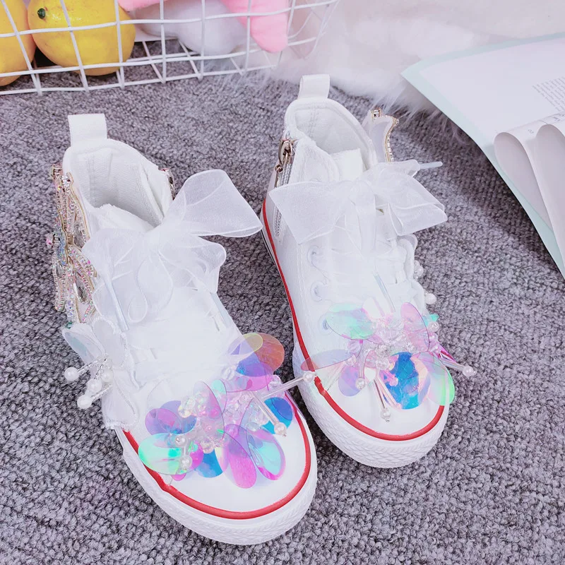 Handmade rhinestone parent-child high-top bow sequin casual shoes children's canvas shoes 25-40
Handmade rhinestone parent-child high-top bow sequin casual shoes children's canvas shoes 25-40
