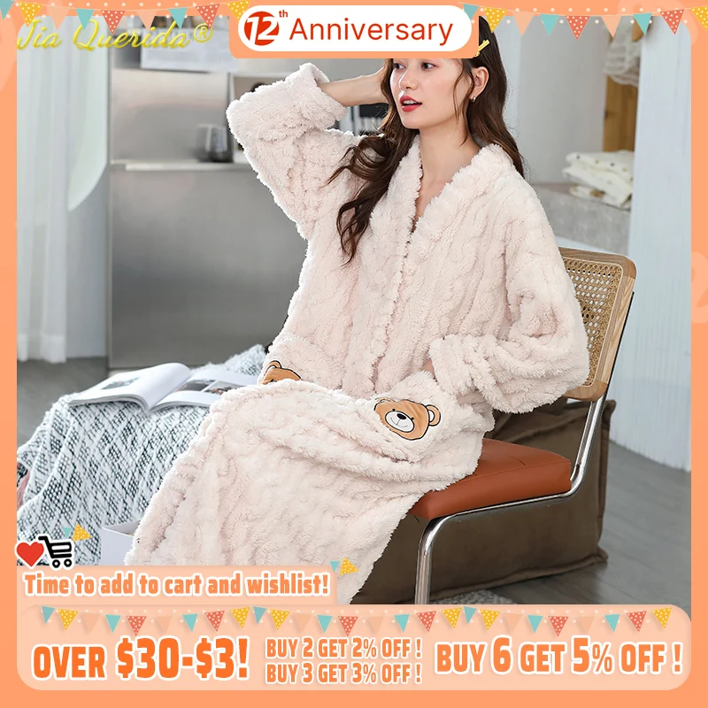 New Winter Thick Ankle-length Flannel Robes Bathrobe Women White Soft Soild Girls House Robe for Lady Jacquard Weave Sleepwear
New Winter Thick Ankle-length Flannel Robes Bathrobe Women White Soft Soild Girls House Robe for Lady Jacquard Weave Sleepwear