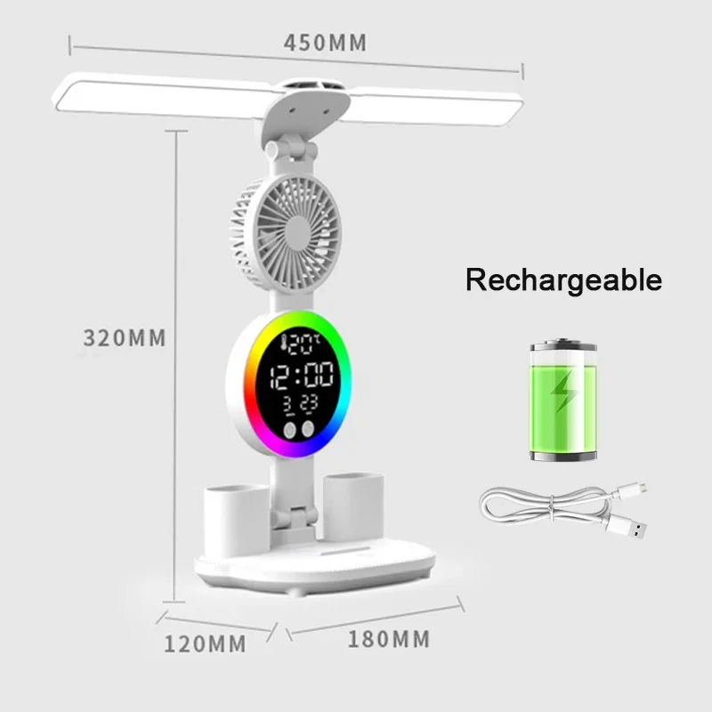 Сенсорная LED настольная лампа с вентилятором и часами
Сенсорная LED настольная лампа с вентилятором и часами
