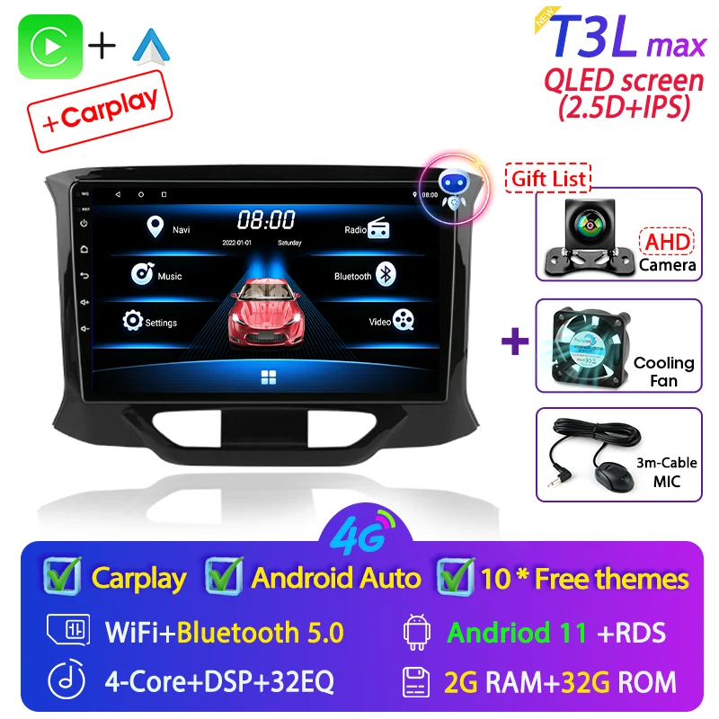 Для LADA XRAY 2015-2019 Android 11 2 Din Автомобильный радиоприемник Мультимедийный видеоплеер GPS-навигация DVD Carplay Стерео головное устройство Динамики 
Для LADA XRAY 2015-2019 Android 11 2 Din Автомобильный радиоприемник Мультимедийный видеоплеер GPS-навигация DVD Carplay Стерео головное устройство Динамики