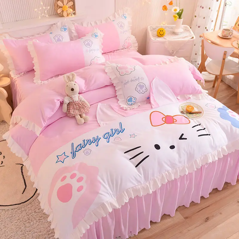 Sanrio Hello Kitty Anime Kawaii Bed Skirt Sheet 4-Piece Bedding Set Cute Cartoon 3-Piece Quilt Cover Blanket Comforter Home Toys
Sanrio Hello Kitty Anime Kawaii Bed Skirt Sheet 4-Piece Bedding Set Cute Cartoon 3-Piece Quilt Cover Blanket Comforter Home Toys
