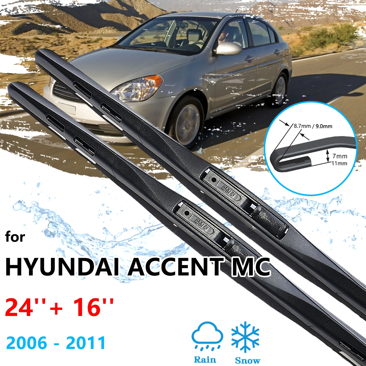 2x для Hyundai Accent MC 2006 2007 ~ 2011 передние автомобильные щетки стеклоочистителя лезвия ветровое стекло лобовое стекло чистящие шайбы аксессуары
2x для Hyundai Accent MC 2006 2007 ~ 2011 передние автомобильные щетки стеклоочистителя лезвия ветровое стекло лобовое стекло чистящие шайбы аксессуары