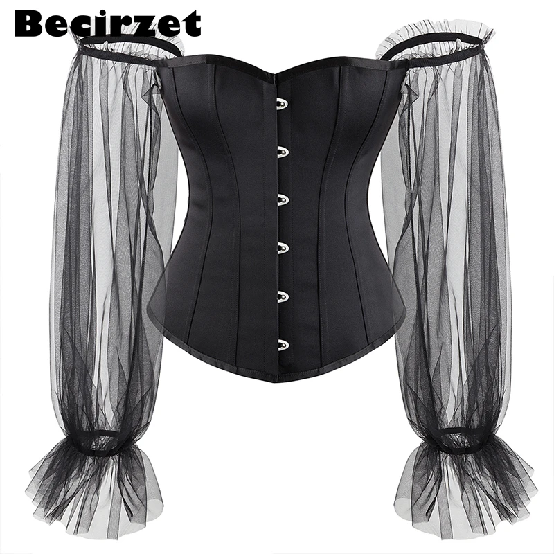 Overbust Appliques Corset Tops to Wear Out Women Lace Up Bustier Blouse Waist Trainer Off the Shoulder Tulle Long Sleeve y2k
Overbust Appliques Corset Tops to Wear Out Women Lace Up Bustier Blouse Waist Trainer Off the Shoulder Tulle Long Sleeve y2k