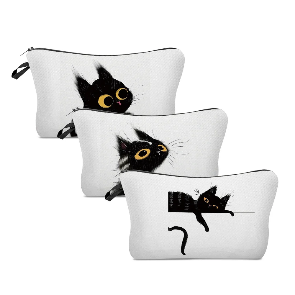 Women Portable Cosmetic Bags Black Cat Print Wash Bag Pouch Travel Storage Zip Toiletries Organizer Female Pocket Money Bag
Women Portable Cosmetic Bags Black Cat Print Wash Bag Pouch Travel Storage Zip Toiletries Organizer Female Pocket Money Bag
