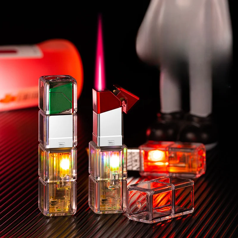 New Transparent Red Flame Jet Lighter Lipstick LED Light Windproof Gas Lighters Cool Luminous Torch Lighter Lady For Gift
New Transparent Red Flame Jet Lighter Lipstick LED Light Windproof Gas Lighters Cool Luminous Torch Lighter Lady For Gift
