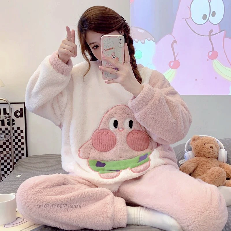 Fashion Cartoon Y2k Coral Velvet Winter Thickened Plush Couple Cute Korean Warm Loose Flannel Patrick Nightwear Pyjamas Set Star
Fashion Cartoon Y2k Coral Velvet Winter Thickened Plush Couple Cute Korean Warm Loose Flannel Patrick Nightwear Pyjamas Set Star