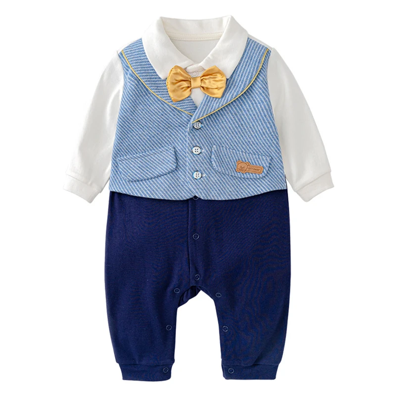Patchwork Infant Romper Boys Blue Striped Preppy Style Bodysuit Spring & Autumn Gentleman 1st Anniversary Costume for 0-24 Month
Patchwork Infant Romper Boys Blue Striped Preppy Style Bodysuit Spring & Autumn Gentleman 1st Anniversary Costume for 0-24 Month