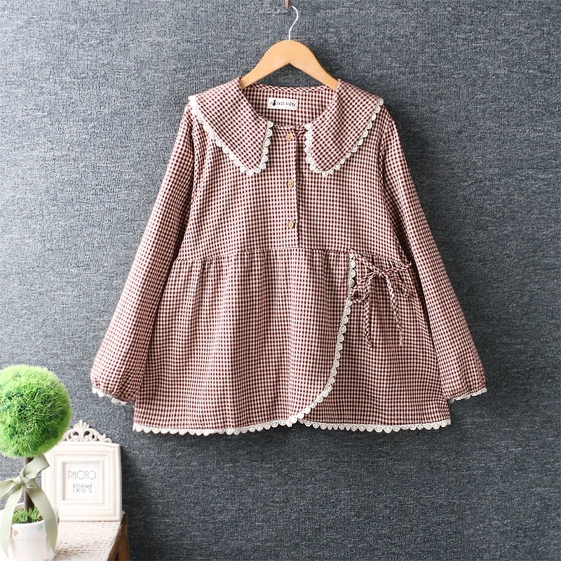 2022 Spring New Sweet Mori Fresh Plaid Shirt Women Long Sleeve Irregular Hem Casual Tops 2561
2022 Spring New Sweet Mori Fresh Plaid Shirt Women Long Sleeve Irregular Hem Casual Tops 2561