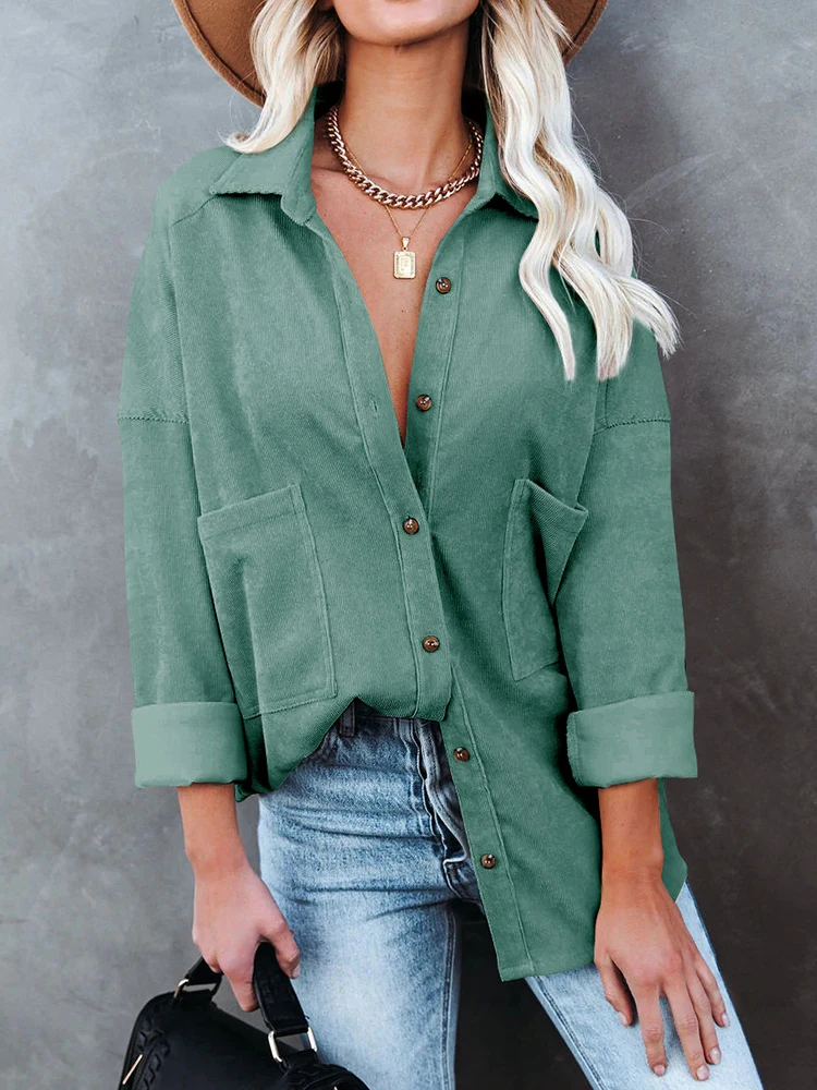 Autumn Winter Casual Shirt Loose Corduroy Button Women Blouse Long Sleeve Lapel Cardigan Tops Female Vintage Solid Thicken Shirt
Autumn Winter Casual Shirt Loose Corduroy Button Women Blouse Long Sleeve Lapel Cardigan Tops Female Vintage Solid Thicken Shirt