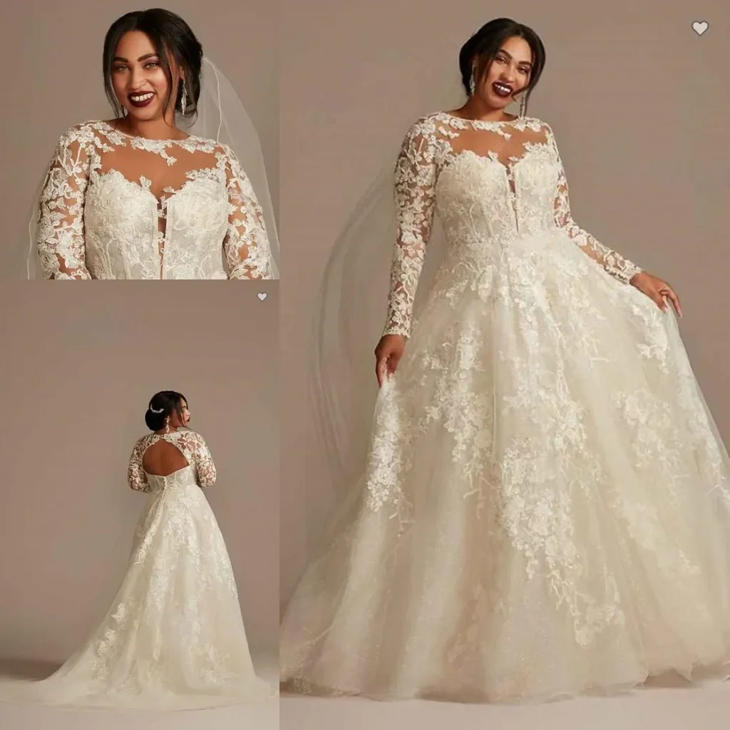 Lace Illusion Long Sleeves Plus Size Wedding Dresses 2024 Sheer O-Neck Applique A Line Princess Bridal Gowns Vestidos De Novia
Lace Illusion Long Sleeves Plus Size Wedding Dresses 2024 Sheer O-Neck Applique A Line Princess Bridal Gowns Vestidos De Novia