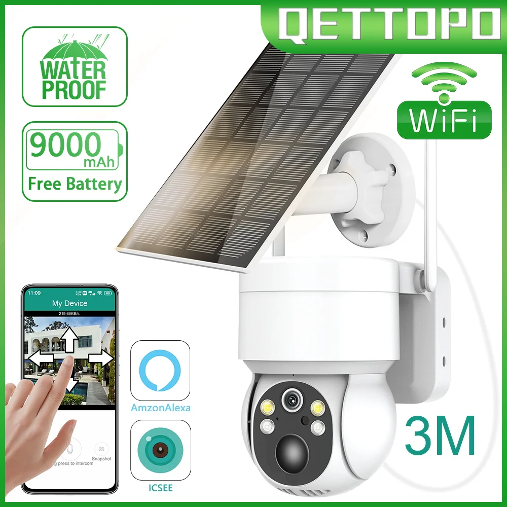 Qettopo 5MP WIFI Solar Surveillance Camera Alexa Outdoor Waterproof PIR Human Detection Wireless Battery IP Security Camera CCTV
Qettopo 5MP WIFI Solar Surveillance Camera Alexa Outdoor Waterproof PIR Human Detection Wireless Battery IP Security Camera CCTV