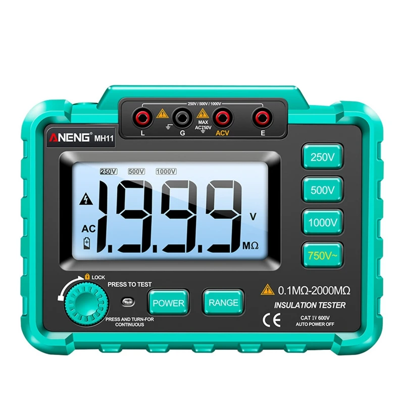 ANENG MH11 Digital Megohmmeter Meters 250/500/1000V Insulation Earth Resistance Meters Tester Cable Voltmeter Megger Meter
ANENG MH11 Digital Megohmmeter Meters 250/500/1000V Insulation Earth Resistance Meters Tester Cable Voltmeter Megger Meter