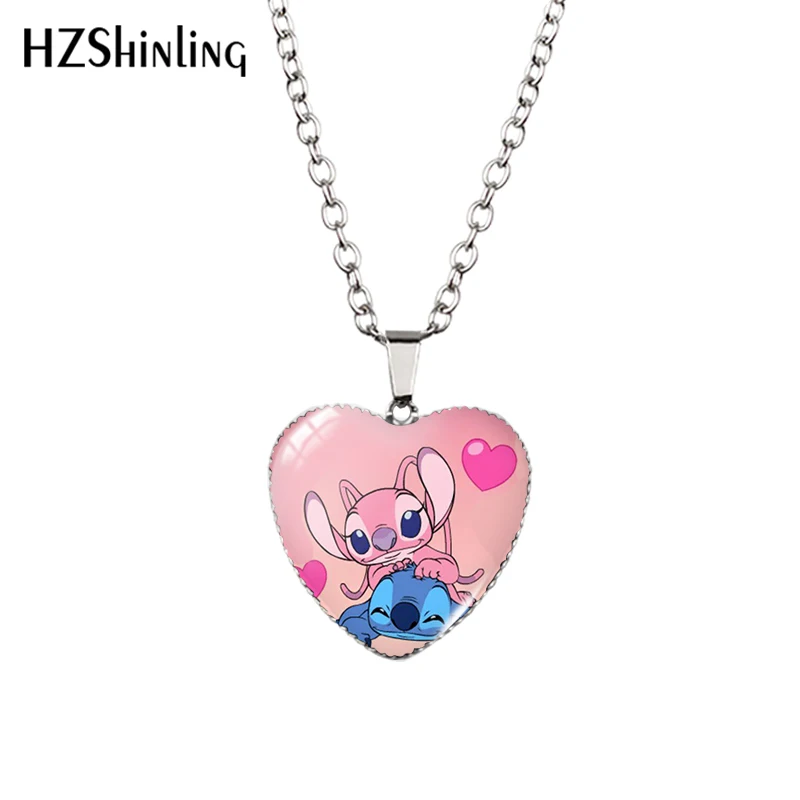 Disney Stitch Angle Heart Shaped Necklace Glass Cabochon Pendants Handmade Crafts Fashion Jewelry
Disney Stitch Angle Heart Shaped Necklace Glass Cabochon Pendants Handmade Crafts Fashion Jewelry