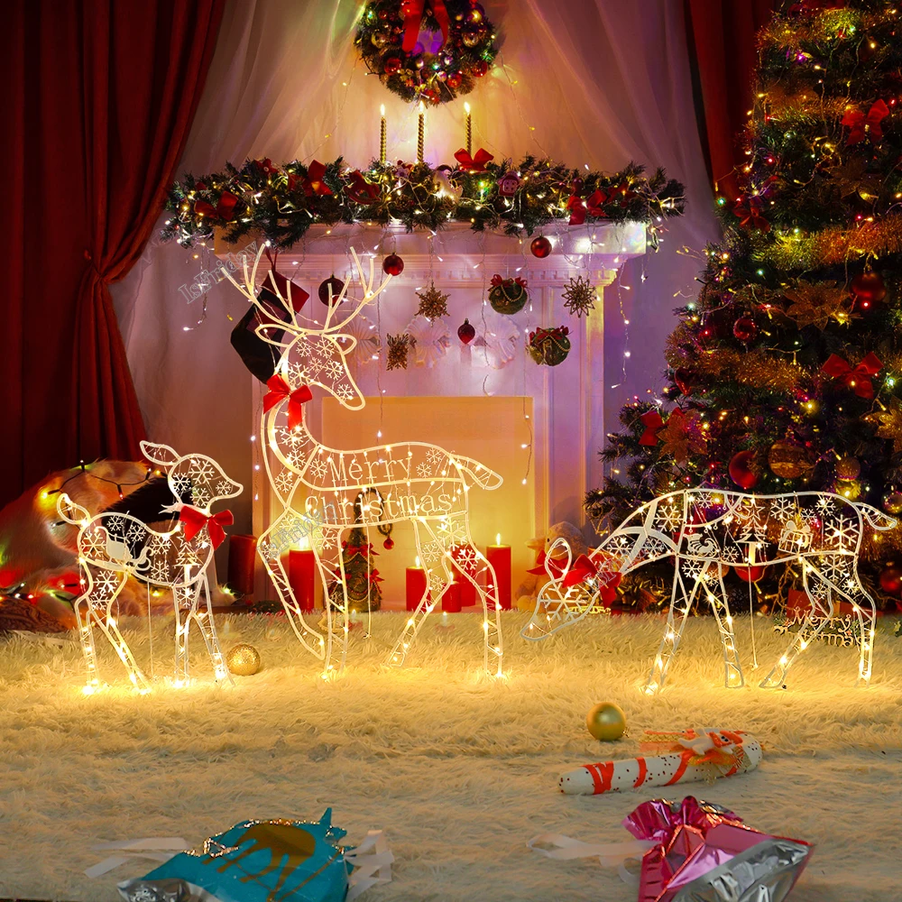 3PCS Handmake Art Elk Deer 2023 Christmas Garden Decor &LED Light Glowing Glitter Reindeer Xmas Home Outdoor Yard Ornament Decor
3PCS Handmake Art Elk Deer 2023 Christmas Garden Decor &LED Light Glowing Glitter Reindeer Xmas Home Outdoor Yard Ornament Decor