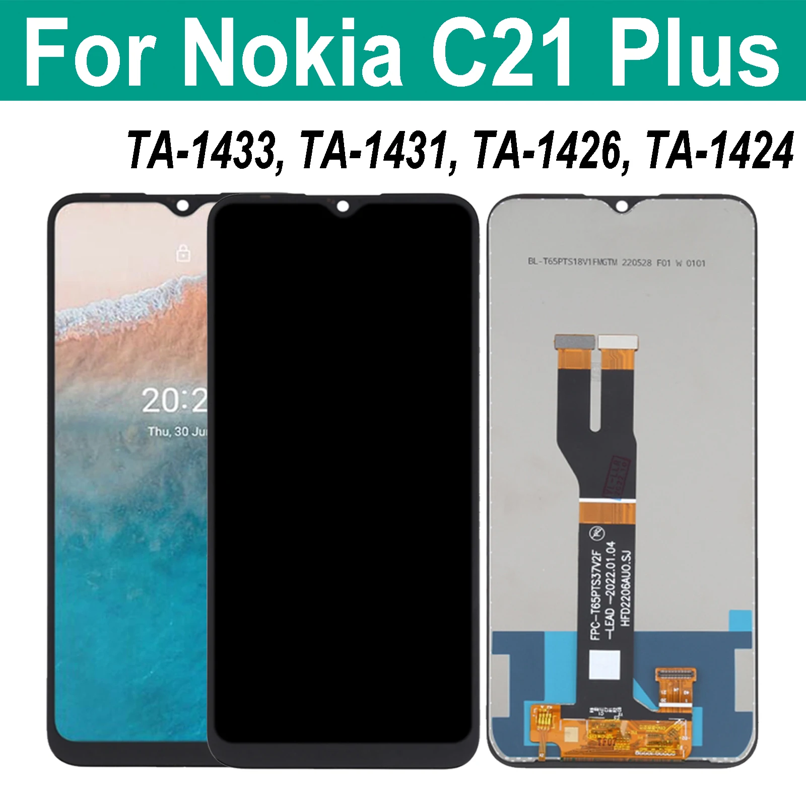 

Original 6.52'' For Nokia C21 Plus C21Plus TA-1433 TA-1431 TA-1426 TA-1424 LCD Display Panel Touch Screen Digitizer Assembly