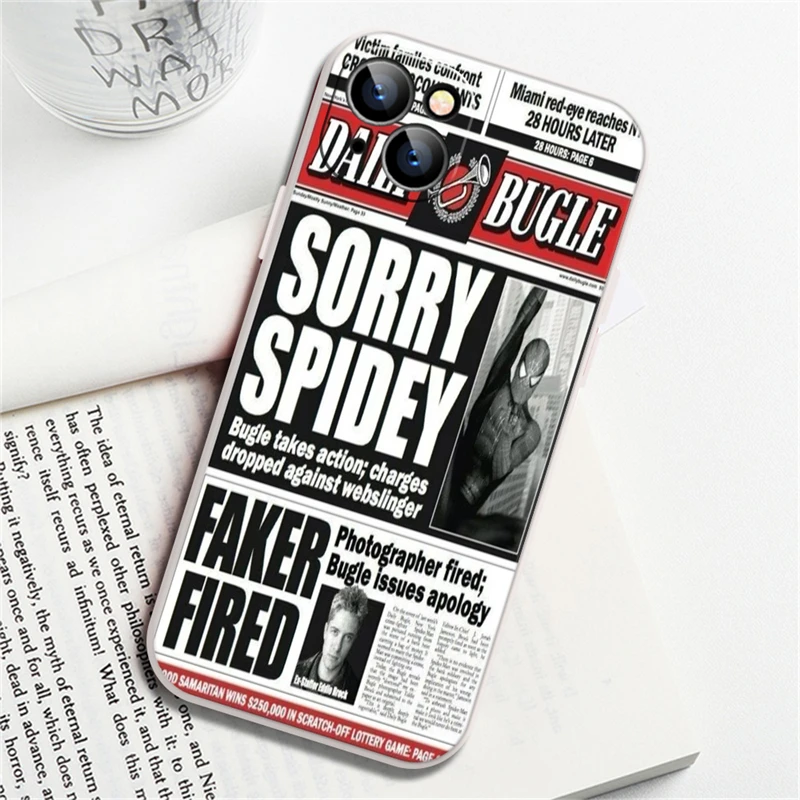 Marvel Newspaper Spiderman TPU Phone Case For iPhone 13 12 11 Pro Mini X XR XS Max 5 5S 6 6S 7 8 Plus SE 2020 Silicon Back Cover
Marvel Newspaper Spiderman TPU Phone Case For iPhone 13 12 11 Pro Mini X XR XS Max 5 5S 6 6S 7 8 Plus SE 2020 Silicon Back Cover
