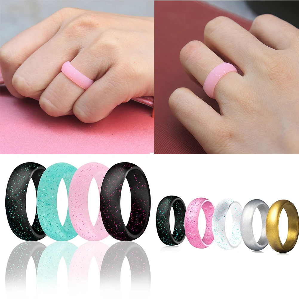 5.7mm Glitter Flexible Silicone Rings For Women Wedding Rubber Bands Hypoallergenic Silicone Sports Finger Ring
5.7mm Glitter Flexible Silicone Rings For Women Wedding Rubber Bands Hypoallergenic Silicone Sports Finger Ring
