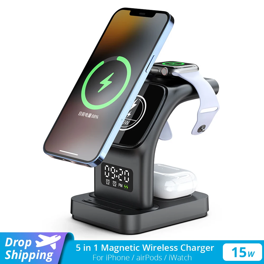 Led Light 3 in 1 Wireless Charger Alarm Clock Stand for Apple Watch/AirPods Pro 15W Magnetic Wireless Charger for iPhone 14/13
Led Light 3 in 1 Wireless Charger Alarm Clock Stand for Apple Watch/AirPods Pro 15W Magnetic Wireless Charger for iPhone 14/13