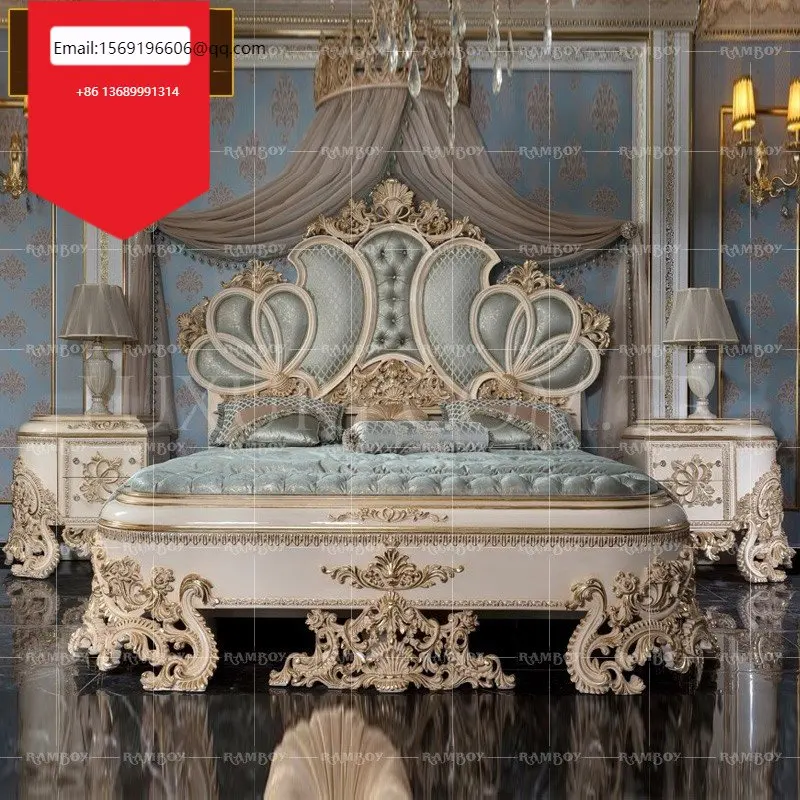Bedroom furniture solid wood double bed European luxury fabric French palace master bedroom princess bed
Bedroom furniture solid wood double bed European luxury fabric French palace master bedroom princess bed