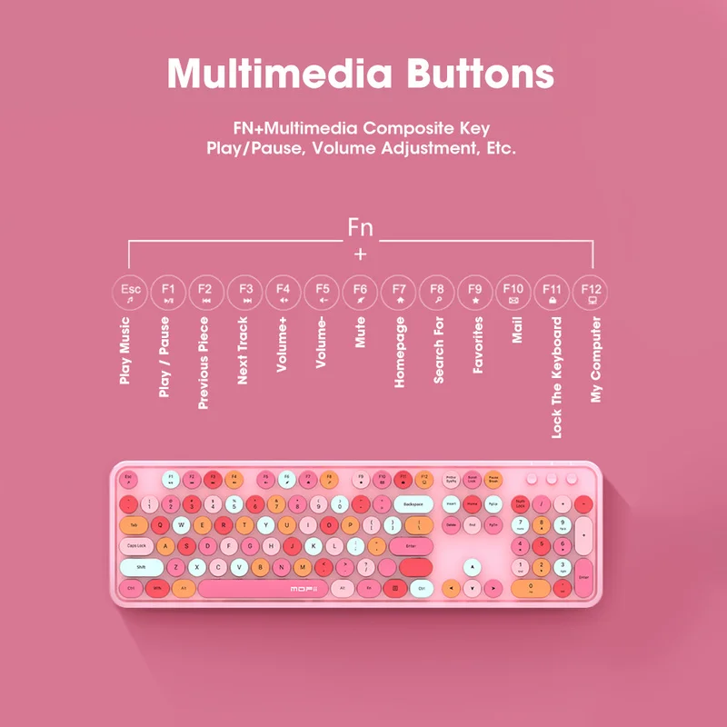 Беспроводная клавиатура и мышь Mofii мультимедийный набор разноцветные Круглые