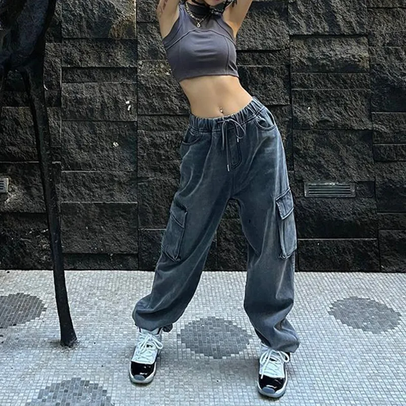 Джинсы женские винтажные в стиле карго, джинсовые брюки-карго, уличная одежда в стиле BF Harajuku, свободные Клубные универсальные модные бриджи ...
Джинсы женские винтажные в стиле карго, джинсовые брюки-карго, уличная одежда в стиле BF Harajuku, свободные Клубные универсальные модные бриджи ...