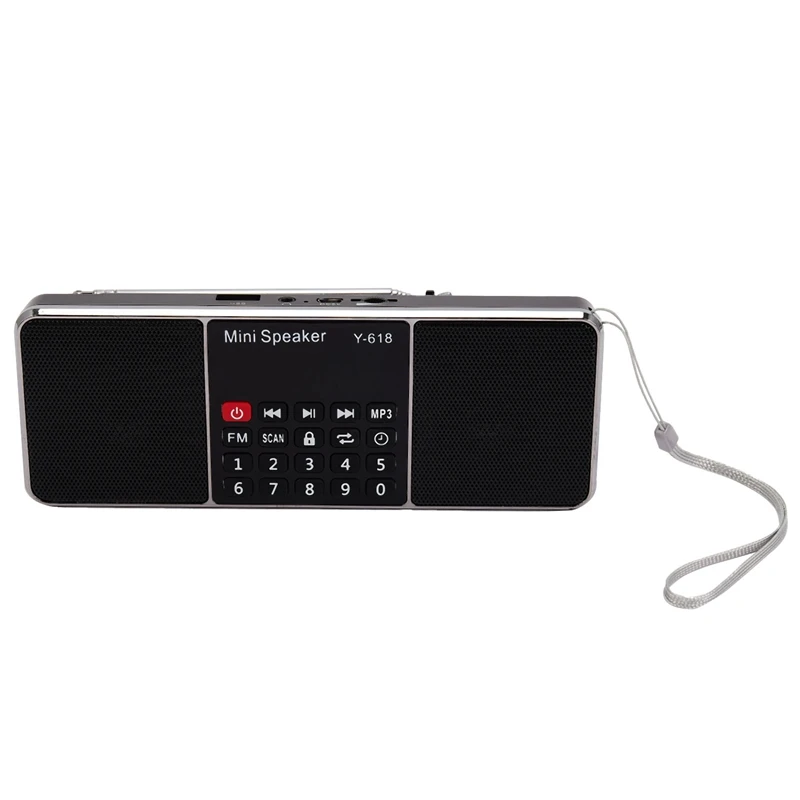 Y-618 Mini Fm-радио, цифровой портативный двойной стерео-динамик 3 Вт, MP3-аудиоплеер, высокое качество звука с 2-дюймовым дисплеем
Y-618 Mini Fm-радио, цифровой портативный двойной стерео-динамик 3 Вт, MP3-аудиоплеер, высокое качество звука с 2-дюймовым дисплеем