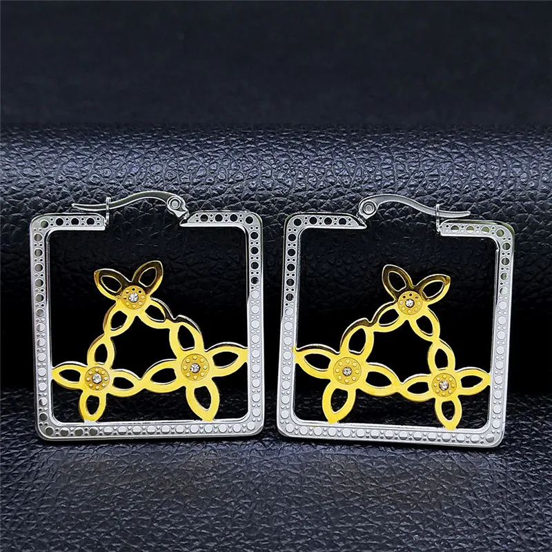 Geometry Flower Earrings for Women Crystal Stainless Steel Gold Silver Color Hoop Earring Jewelry boucle d'oreille EXS07
Geometry Flower Earrings for Women Crystal Stainless Steel Gold Silver Color Hoop Earring Jewelry boucle d'oreille EXS07