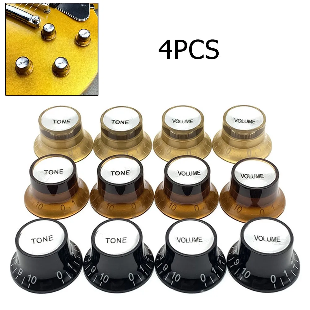 4pcs Guitar Top Hat Speed Control Knobs 2 Volumes & 2 Tones Silver Bell For Gibson Epiphone Les Paul ST LP SG Electric Bass
4pcs Guitar Top Hat Speed Control Knobs 2 Volumes & 2 Tones Silver Bell For Gibson Epiphone Les Paul ST LP SG Electric Bass