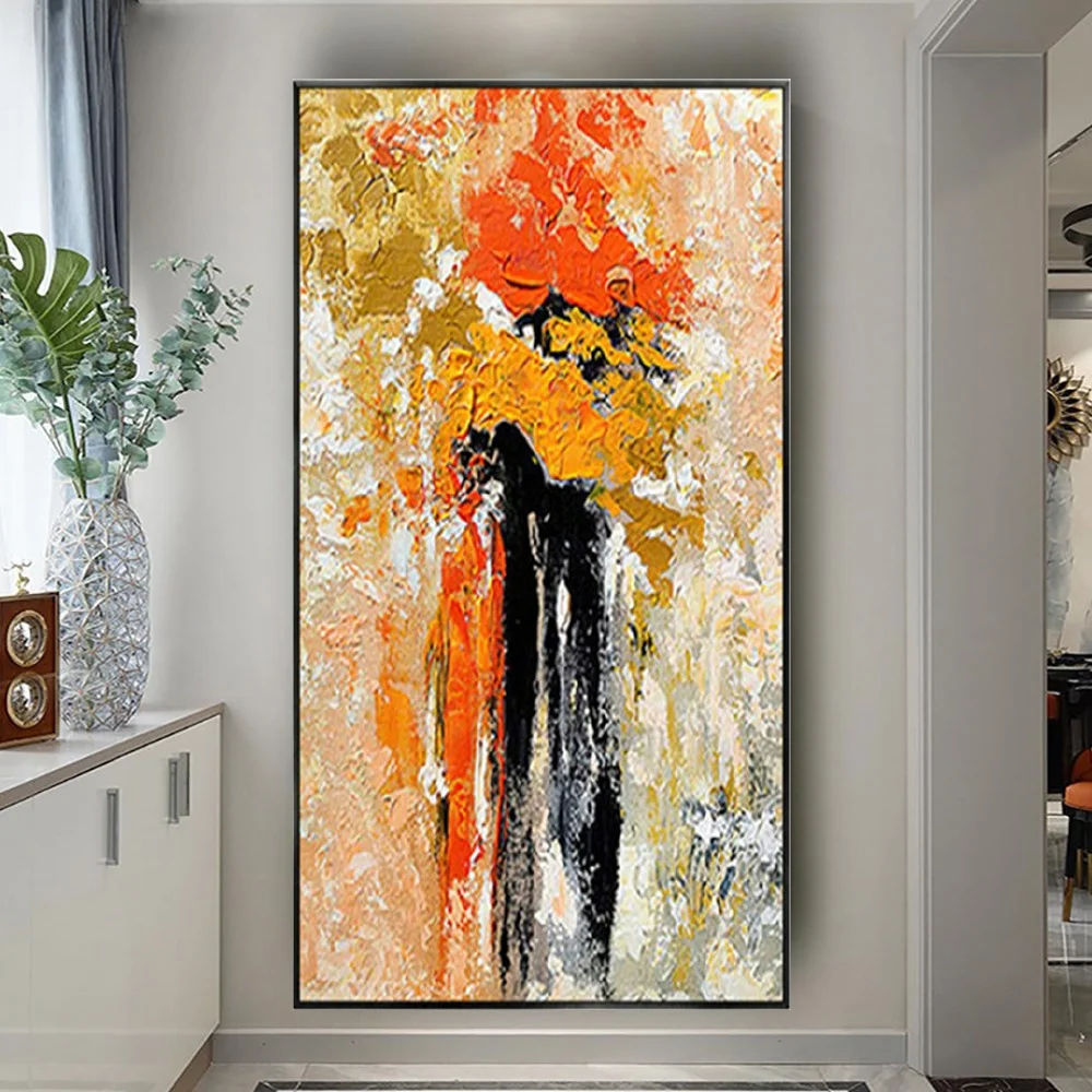 

100% Handmade Wall Art Picture Large Palette 3d Knife Yellow Orange Abstract Image Modern Canvas Oil Paintings Decor Living Room