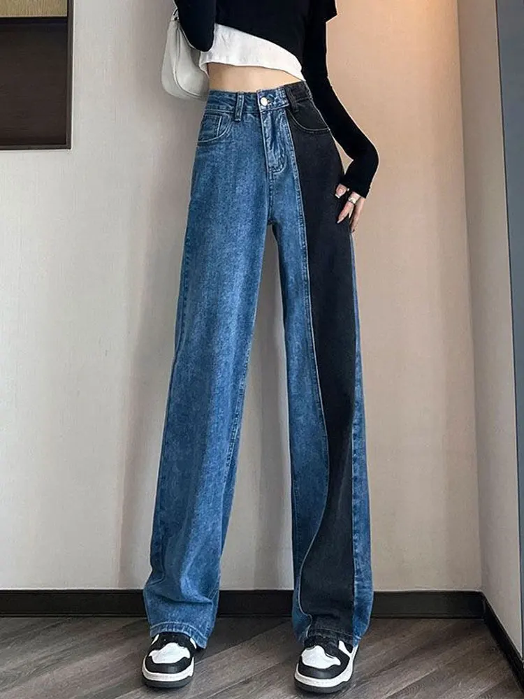 Retro Personalized Splicing Jeans Female Spring Summer Wide Leg Straight Pants Korean Fashion Slim Thin High-waisted Y2s Jeans
Retro Personalized Splicing Jeans Female Spring Summer Wide Leg Straight Pants Korean Fashion Slim Thin High-waisted Y2s Jeans