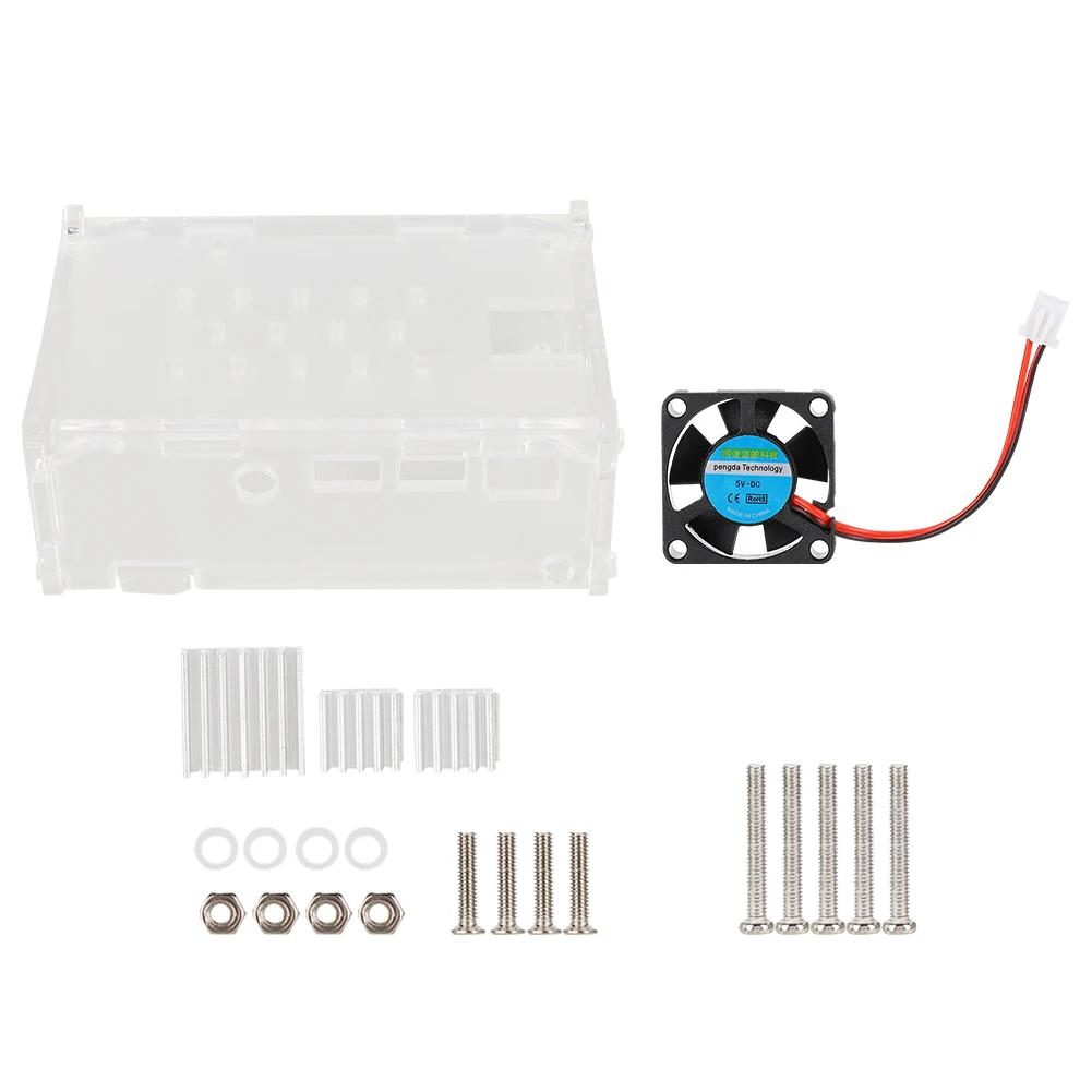 Acrylic Case with 5V Cooling Fan 3 Heatsinks Camera Bracket Mounting Hole for Raspberry Pi 4B
Acrylic Case with 5V Cooling Fan 3 Heatsinks Camera Bracket Mounting Hole for Raspberry Pi 4B