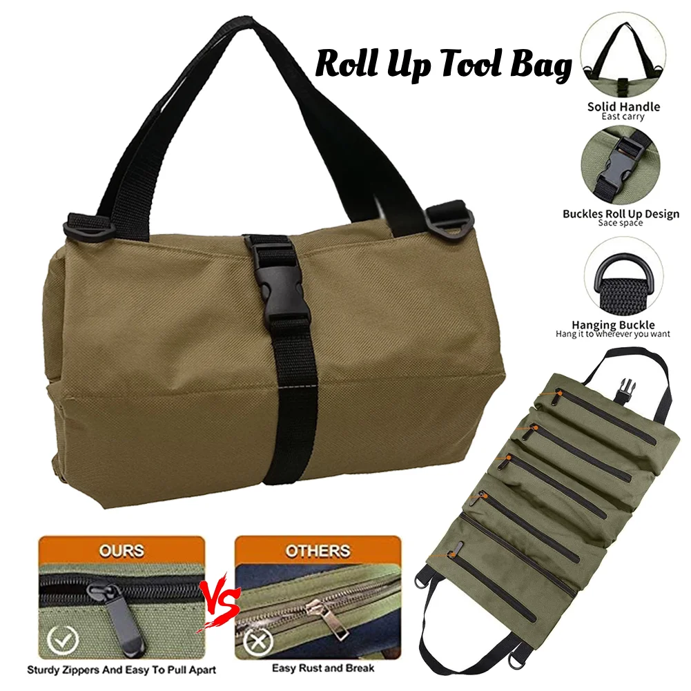 Electrician Bag Multifunctional Roll Up Tool Bag Multi-Purpose BagEles Multiple Pockets Handbag for Wrench Screwdriver Drill Bit
Electrician Bag Multifunctional Roll Up Tool Bag Multi-Purpose BagEles Multiple Pockets Handbag for Wrench Screwdriver Drill Bit