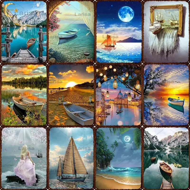 Beach Boat Tin Sign Plaque Metal Vintage Sunset Scenery Metal Wall Sign Decor for Bar Beach House Seaside Decorative Plate 
Beach Boat Tin Sign Plaque Metal Vintage Sunset Scenery Metal Wall Sign Decor for Bar Beach House Seaside Decorative Plate