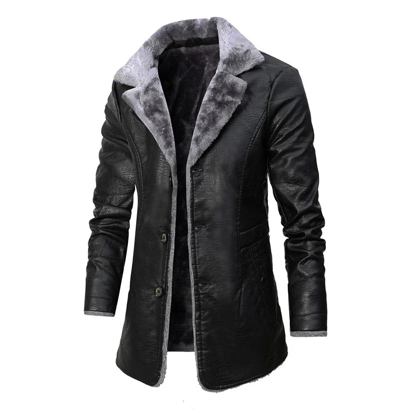 PU Leather Jacket Men Solid Long Style Men's Streetwear Fleece Casual Mens Clothing Porckets Breasted Leather Coat Outwear
PU Leather Jacket Men Solid Long Style Men's Streetwear Fleece Casual Mens Clothing Porckets Breasted Leather Coat Outwear