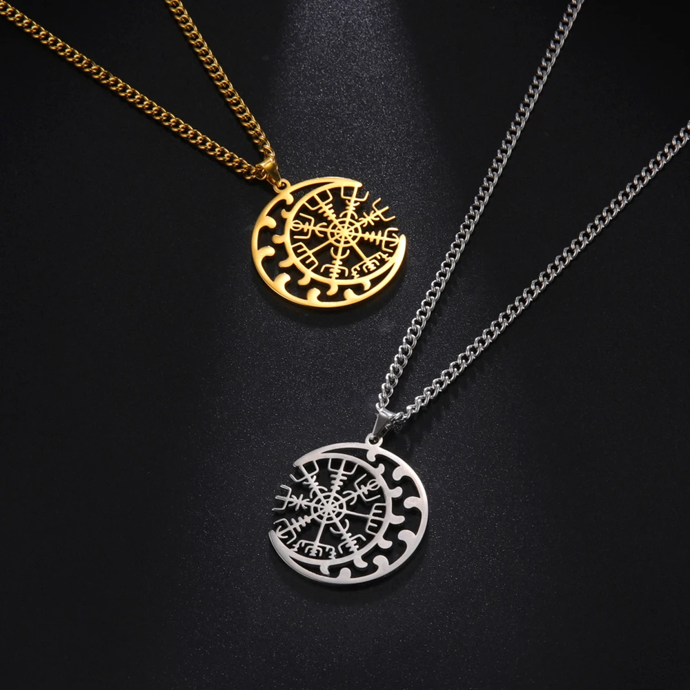 My Shape Viking Compass Necklaces for Men Women Stainless Steel Nordic Odin Symbol Pendant Necklace Vintage Wiccan Moon Jewelry
My Shape Viking Compass Necklaces for Men Women Stainless Steel Nordic Odin Symbol Pendant Necklace Vintage Wiccan Moon Jewelry