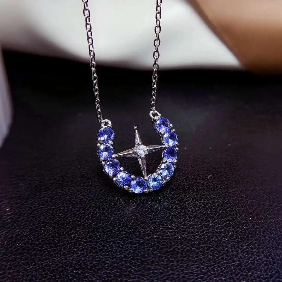 fashion Semicircle stars cross Natural blue tanzanite Necklace natural gemstone Pendant Necklace S925 silver girl party Jewelry
fashion Semicircle stars cross Natural blue tanzanite Necklace natural gemstone Pendant Necklace S925 silver girl party Jewelry