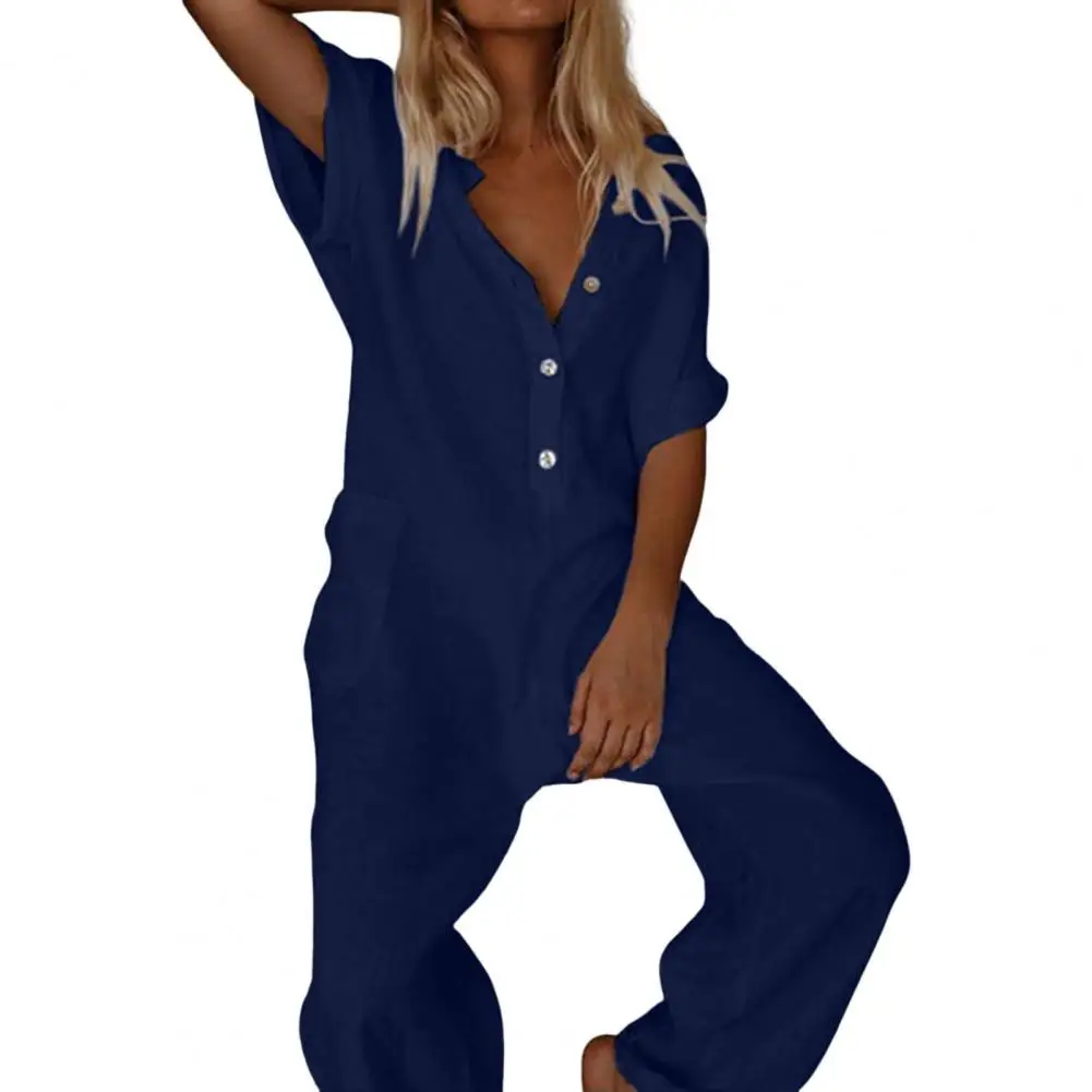 Trendy Deep Crotch Summer Romper Women Jumpsuit Half Single-breasted Quick Dry
Trendy Deep Crotch Summer Romper Women Jumpsuit Half Single-breasted Quick Dry