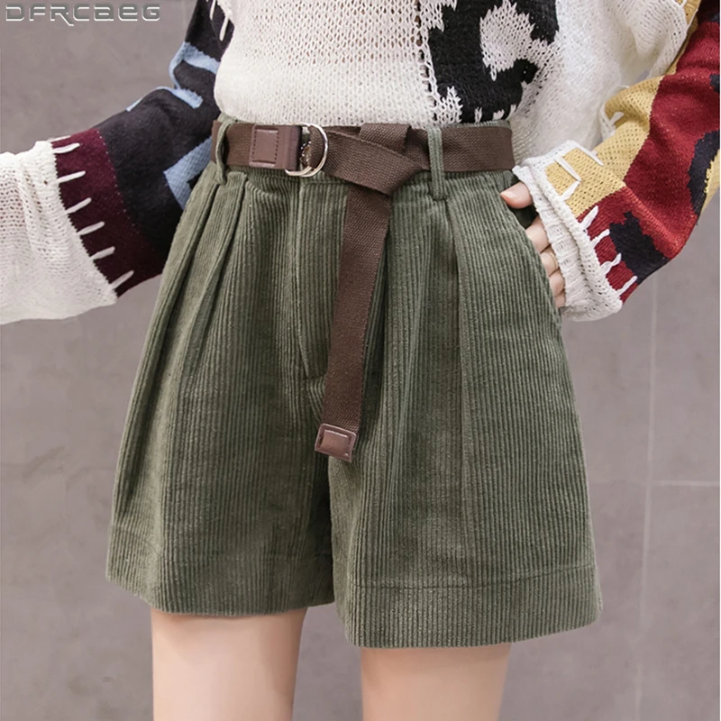 Casual Streetwear S-5XL Plus Size Shorts For Women Winter High Waist Corduroy Ladies Shorts With Belt Loose Wide Leg Short Femme
Casual Streetwear S-5XL Plus Size Shorts For Women Winter High Waist Corduroy Ladies Shorts With Belt Loose Wide Leg Short Femme